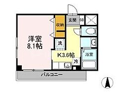 JR総武線 亀戸駅 徒歩2分の賃貸マンション 2階1Kの間取り