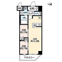 プレール・ドゥーク亀戸小村井 2LDKの間取図画像