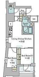 Brillia ist 墨田曳舟 2LDKの間取図画像