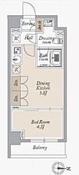 オーキッドレジデンス住吉 1DKの間取図画像