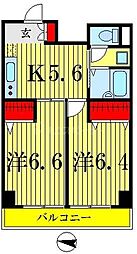 ドミール菊川 2Kの間取図画像