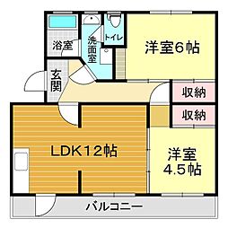 サンハイツ森本2 2LDKの間取図画像