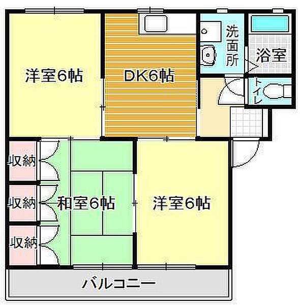 コンフレールU 101｜山口県下関市秋根上町3丁目(賃貸アパート3DK・1階・60.00㎡)の写真 その2