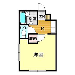 冨士見ハイツ 207 2階1Kの間取り