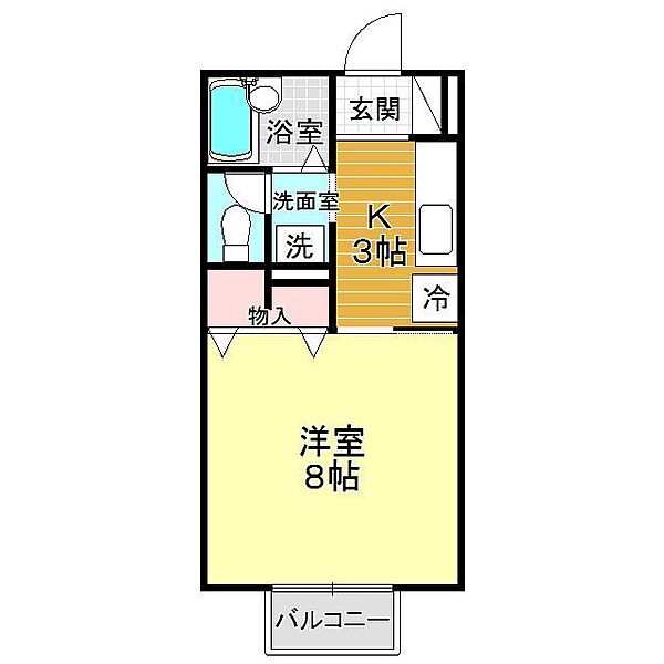 山口県下関市古屋町1丁目(賃貸アパート1K・2階・26.90㎡)の写真 その2