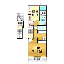 山口県下関市長府宮の内町5番53号（賃貸アパート1LDK・2階・40.09㎡） その2