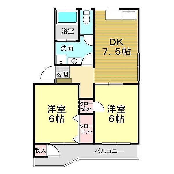 ハイツ関谷 103｜山口県下関市武久町1丁目(賃貸マンション2DK・1階・39.60㎡)の写真 その2