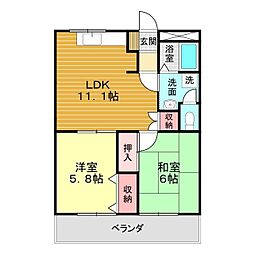 ディアグレイス・50 3階2LDKの間取り