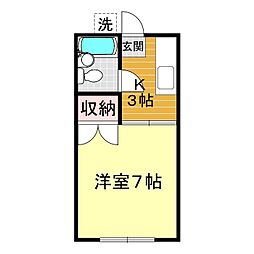 ペーパームーン 1階1Kの間取り