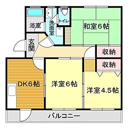 サンハイツ森本2 3DKの間取図画像