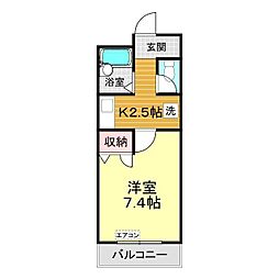 ハイツシーホーク 3階1Kの間取り
