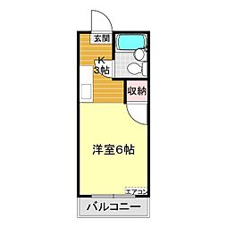 ニュープラム 2階1Kの間取り