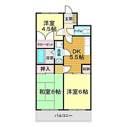 レトゥールビヨン松小田IV 3階3DKの間取り