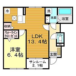 プレミアム　コンフォート　I 1階1LDKの間取り