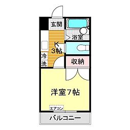 Fハイツ 1Kの間取図画像
