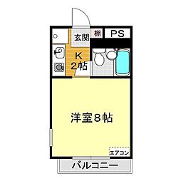 コーポ山の田東 1Kの間取図画像