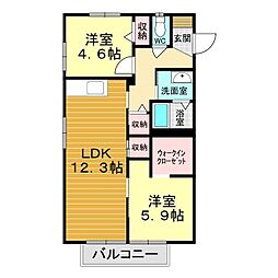 ヴィバーチェ椋野1 2LDKの間取図画像
