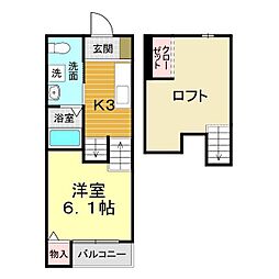 ヴィラ・フォンテーヌ長府 1Kの間取図画像