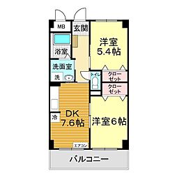 サニー・カーサB 2DKの間取図画像