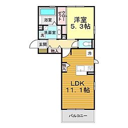オッツセンチュリー長府A 1LDKの間取図画像