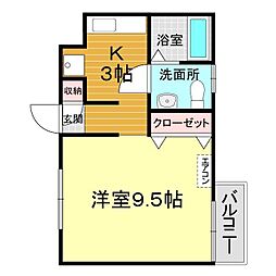 エンゼルハイツ 1Kの間取図画像