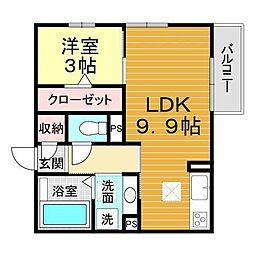 オリーブペリー 1LDKの間取図画像
