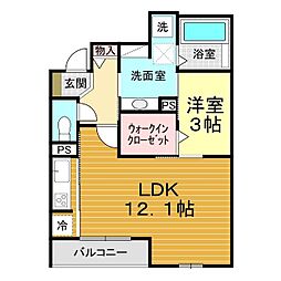 グローリアコート 1LDKの間取図画像