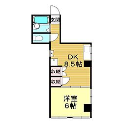 スカイマンション下関幸町 1DKの間取図画像