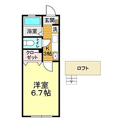 サンレジデンスM2 1Kの間取図画像