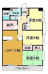 グリーンヒル角倉 3SLDKの間取図画像