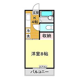オレンジコーポ山本 1Kの間取図画像