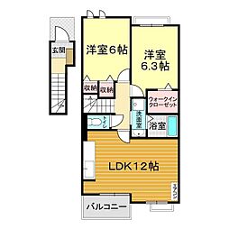 ウエストブライト 2LDKの間取図画像