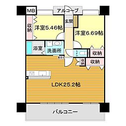 サンシティ新下関駅前 2LDKの間取図画像