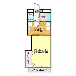 ラフィネ山の田 1DKの間取図画像