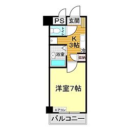 サーブル吉見2 1Kの間取図画像