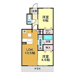 フレジア熊野 2LDKの間取図画像
