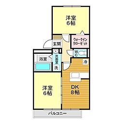 クリオコートB 2DKの間取図画像