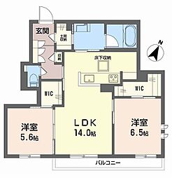 シャーメゾン上田中 2LDKの間取図画像