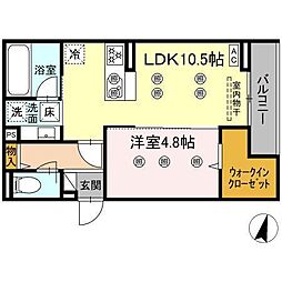 ディアライズ綾羅木本町 A棟 1LDKの間取図画像