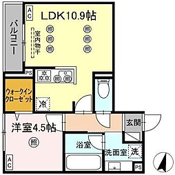 ディアライズ綾羅木本町 A棟 1LDKの間取図画像