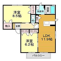 クラヴィエ和田 2LDKの間取図画像