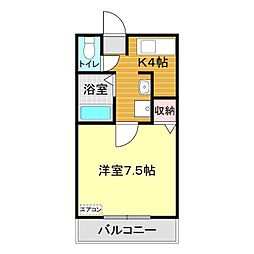 グローブ 1Kの間取図画像