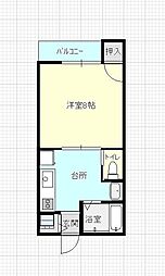 ポピンズ3 1Kの間取図画像