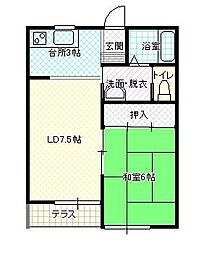 竹田アパート 1LDKの間取図画像