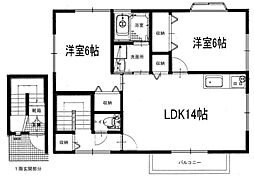 エスポワール本大3 2LDKの間取図画像