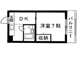サンハイツ高瀬1 1Kの間取図画像