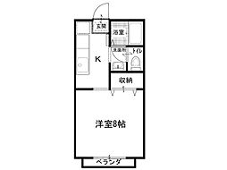 笠田ハイツ8 1Kの間取図画像