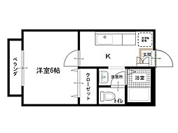 紀州屋第2マンション 1Kの間取図画像