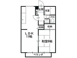 サンガーデン岸上1 1LDKの間取図画像