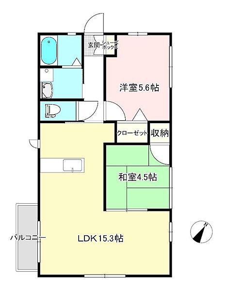 レトアJX ｜京都府福知山市旭が丘(賃貸アパート2LDK・2階・53.97㎡)の写真 その2